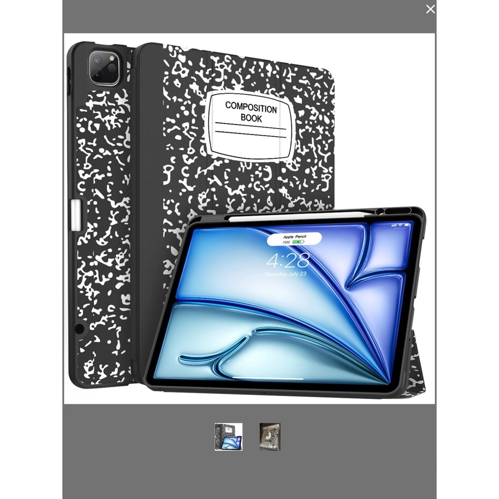 Soke iPad Air 13 iPad Pro 12.9 Case Composition Book Black White Shockproof